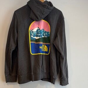 The North Face Charcoal Hoodie with Bright Yellow Logo